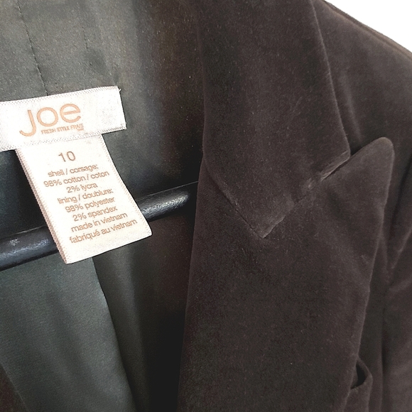 Joe Fresh blazer womens 10 velvet single button lined dark olive green brown JF - Picture 3 of 6